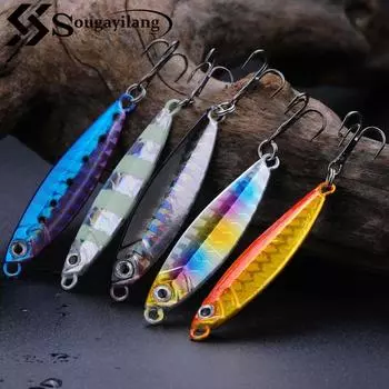 Рыболовная приманка Sougayilang, 2/5 шт., 3D глаза, металлическая ложка, джиг-приманка, воблер, спиннер для джиговой ловли, снасти HardBait 2pcs белый