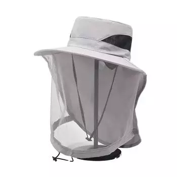 Рыболовная шляпа, легкая складная конструкция, защита от солнца, широкие поля, чехол для шеи, унисекс, шляпа для рыбалки и охоты светло-серый