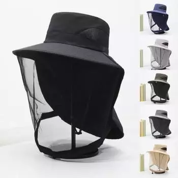 Рыболовная шляпа, легкая складная конструкция, защита от солнца, широкие поля, чехол для шеи, унисекс, шляпа для рыбалки и охоты чёрный