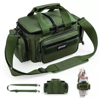 Рыболовная сумка Goture, рыболовная сумка с 3-мя ремнями для удочек, водонепроницаемая сумка для снастей, наплечная сумка, рыболовная сумка, многофункциональная, большой емкости, рюкзак Langan зелёный