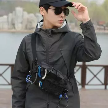 Рыболовная сумка на грудь из водонепроницаемой ткани Оксфорд, легкий жилет, большая вместимость, рюкзак для хранения снастей для кемпинга, пешего туризма, охоты, рыбалки чёрный