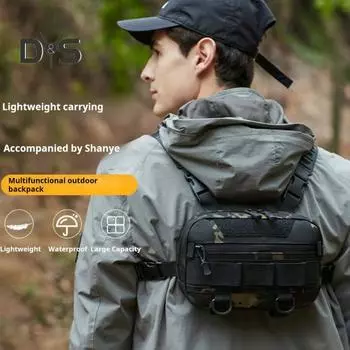 Рыболовная сумка на грудь из водонепроницаемой ткани Оксфорд, легкий жилет, большая вместимость, рюкзак для хранения снастей для кемпинга, пешего туризма, охоты, рыбалки чёрный