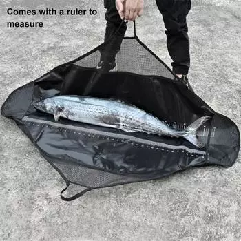 Рыболовная сумка с ручками, герметичная подъемная площадка для рыбы с линейкой, легкая, устойчивая к проколам рыболовная сумка для форели и окуня чёрный