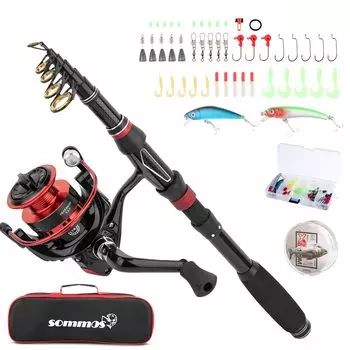 Рыболовная удочка японский гид карбоновый спиннинг 52 предмета рыболовный крючок сумка для хранения рыболовный набор для начинающих море река пресная вода EVA Sommos,