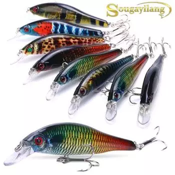 Рыболовная жесткая приманка с 3D глазами, рыболовная приманка для гольяна с тройными крючками для окуня, аксессуары для рыбалки на открытом воздухе 1