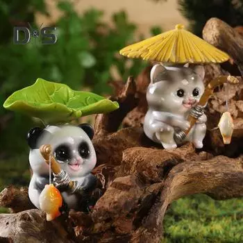 Рыболовное животное, фигурка из смолы, мультяшное животное, скульптура, окрашенная рыбацкая статуэтка для аквариума, домашнего офиса, стола Frog