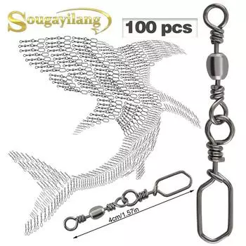 Рыболовные аксессуары 100 шт. нержавеющие рыболовные вертлюги коррозионностойкая бочка вертлюг рыболовный инструмент 100 Pcs