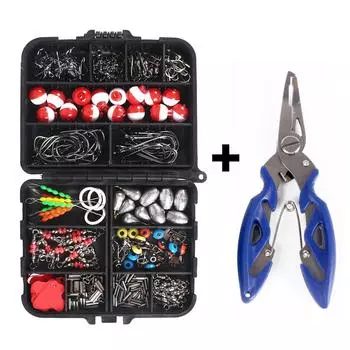 Рыболовные аксессуары 273 шт. и рыболовные плоскогубцы. В комплект входят сферические поплавки. Приманка для морской рыбалки. Поворотные кривошипные крючки. Вес пули. 273 PCS