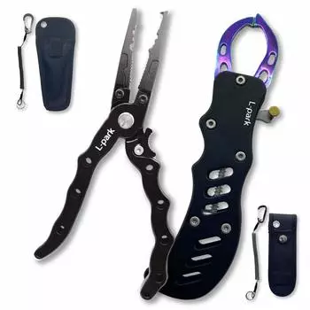Рыболовные инструменты Fish Grip Set Fishing Pliers Легкий алюминиевый рыболовный набор из 2 L-park [с замком] Устойчив к ржавчине (черный)