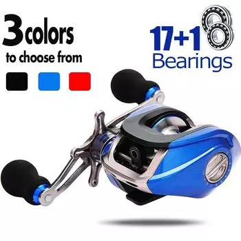 Рыболовные катушки 17 + 1BB, катушки с левым/правым передним тормозом, спиннинговая рыболовная катушка Baitcaster Left синий