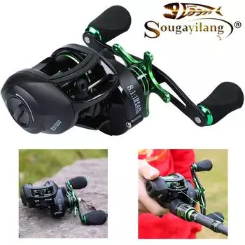 Рыболовные катушки с ЧПУ, алюминиевая катушка для приманки, 13BB, передаточное число 8,1:1, рыболовное колесо, максимальное сопротивление 8 кг left reel зелёный/чёрный