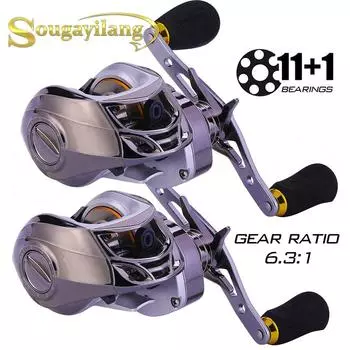 Рыболовные катушки SOUGAYILANG Baitcaster 11 + 1BB, карбоновая катушка из углеродного волокна, левое/правое рыболовное колесо Left Hand