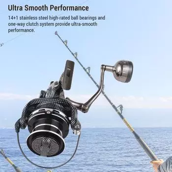 Рыболовные катушки Спиннинговая металлическая катушка для дальнего заброса со змеиным узором DE Цвет 14 + 1 Высокоскоростное передаточное число DE 12000