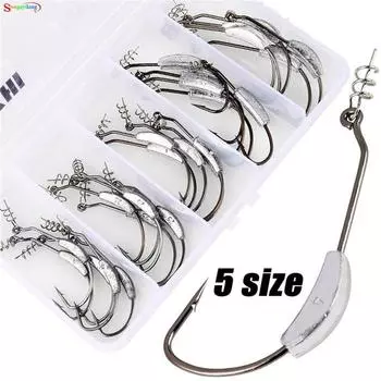 Рыболовные крючки из высокоуглеродистой стали, червь, рыболовная наживка, джиг-крючки с пластиковой коробкой
