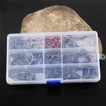 Рыболовные крючки из высокоуглеродистой стали имеют разные размеры, большой набор рыболовных снастей, аксессуары