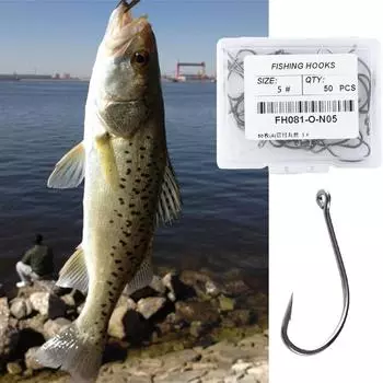 Рыболовные крючки Плоские заостренные рыболовные крючки Крючки с зазубринами Большой длинный цевье Офсетный рыболовный крючок 2#