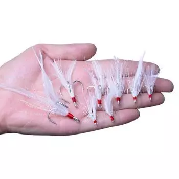 Рыболовные крючки с зазубринами, заостренные оперенные тройные крючки, тройные рыболовные крючки с перьевым рыболовным крючком 2