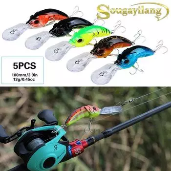Рыболовные наживки CrankBait Рыболовные приманки с крючками Реалистичные наживки для гольяна Рыбалка на окуня, форель, судака 5 Pcs