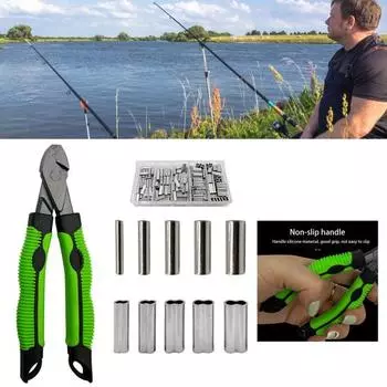 Рыболовные обжимные клещи с 250 обжимными гильзами Противоскользящая эргономичная ручка Инструменты для обжима троса Swager Crimper Аксессуары для рыбалки на открытом воздухе A красный