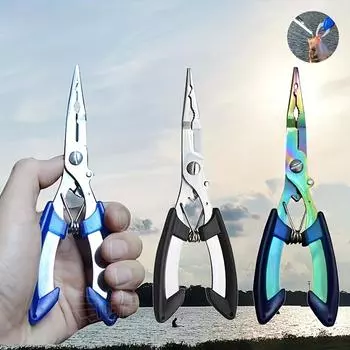 Рыболовные плоскогубцы из нержавеющей стали, безопасный инструмент для снятия крючков, прецизионный резак для наживки, рыболовный инструмент для любителей активного отдыха, рыболовов 1pcs синий