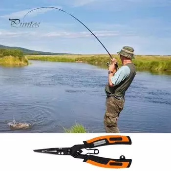 Рыболовные плоскогубцы из нержавеющей стали с эргономичной ручкой, портативный многофункциональный открыватель колец, резак для лески из полиэтилена, точилка для крючков, ножницы для лески A