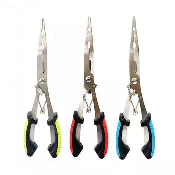 Рыболовные плоскогубцы из нержавеющей стали с длинным носом, плоскогубцы с рыбьим носом, молоток, рыболовный зажим, многофункциональные плоскогубцы для резки лески с крючком, плоскогубцы Luya 1pcs красный