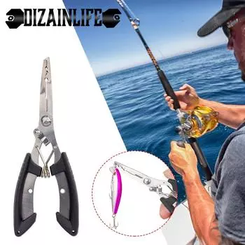 Рыболовные плоскогубцы из нержавеющей стали с нескользящей ручкой и приспособлением для извлечения крючков — прочные и многофункциональные рыболовные ножницы чёрный