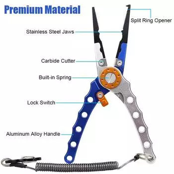 Рыболовные плоскогубцы, устойчивые к воздействию соленой воды, рыболовные плоскогубцы, кусачки для лески, приспособление для извлечения крючков, набор рыболовных инструментов для рыбалки