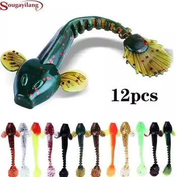 Рыболовные приманки, 12 шт./лот, мягкая рыболовная приманка, яркая цветная приманка для плавания, червячная приманка для рыболовной приманки 12PCS