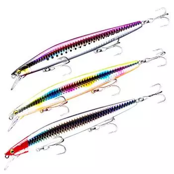 Рыболовные приманки 15 см, твердая наживка 27 г с тройным крючком, реалистичная приманка для плавания с 3D рыболовными глазами 2