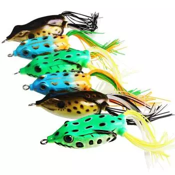 Рыболовные приманки, 1 шт., полые рыболовные приманки в виде лягушки, мягкие приманки для верхней воды для окуня, змееголова, соленой пресноводной рыбалки 1pcs зелёный