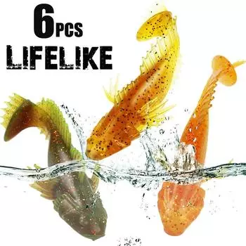 Рыболовные приманки, 3 цвета, мягкие приманки, рыболовная приманка для окуня, форель, упаковка из 6 шт., снасти жёлтый