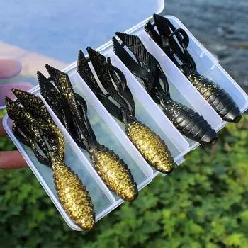 Рыболовные приманки 5 шт. рыболовные снасти мягкие реалистичные черные/розовые/синие приманки для рыбалки наживка для окуня 5A