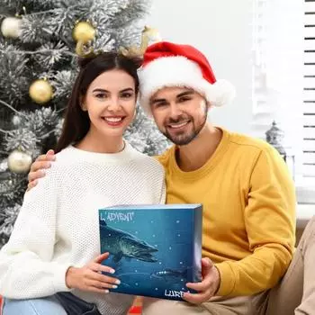 Рыболовные приманки Адвент Календарь 2024 Рыболовные Рождественские Календарь Обратного Отсчета 24 Дня Рыболовные приманки Рождественские Подарки для Рыболовов Мужчин Мальчиков A