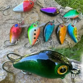 Рыболовные приманки Crankbait, жесткие приманки для окуня, поверхностные приманки для панфиша/краппи, крючки, искусственные приманки, 8 предметов, мини-рыболовные снасти 8pcs