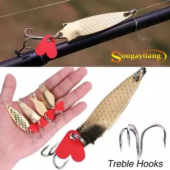 Рыболовные приманки Металлические спиннинговые рыболовные приманки 4 шт. Золотые приманки для морской рыбалки на открытом воздухе, окуня 4PCS