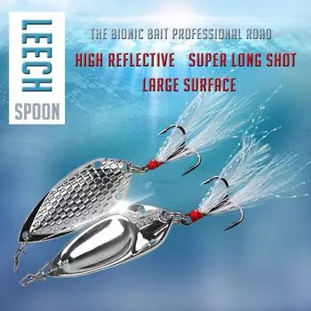 Рыболовные приманки на ложкуЦельнометаллические рыболовные приманки на ложку, тройные крючки с белым пером, приманки для морской рыбалки