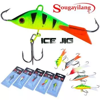 Рыболовные приманки Наживка для зимней рыбалки Жесткая приманка для зимней ловли с 3D-глазами и тройным крючком Рыболовные снасти белый