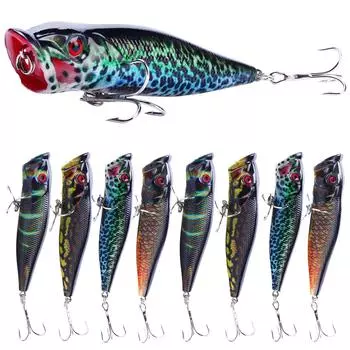 Рыболовные приманки Поппер-приманка Приманка с острыми крючками для ловли в соленой/пресной воде Жесткие приманки 1pcs