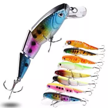 Рыболовные приманки, рыболовная приманка для гольяна, приманка для плавания, реалистичная плавающая приманка для верхних вод с крючками 1 pcs big Random Color