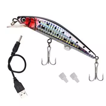 Рыболовные приманки с электрической вибрацией, перезаряжаемые через USB, светодиодные воблеры, реалистичные твердые приманки