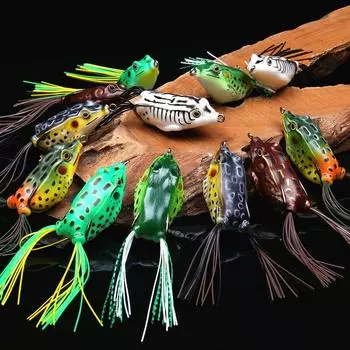 Рыболовные приманки с полыми лягушками, мягкие приманки для верхней воды для ловли окуня, змееголова, пресноводной рыбалки в соленой воде чёрный