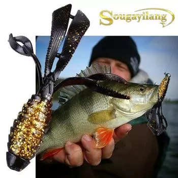 Рыболовные приманки Sougayilang, 1 шт., мягкая приманка, искусственная приманка для рыбалки, форель, окунь, приманка с крышкой розовый