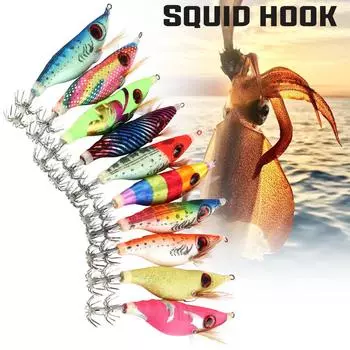 Рыболовные приманки Sougayilang, 3D рыболовные глаза, рыболовная приманка с крючками, двойные крючки для кальмаров, искусственная приманка 10pcs