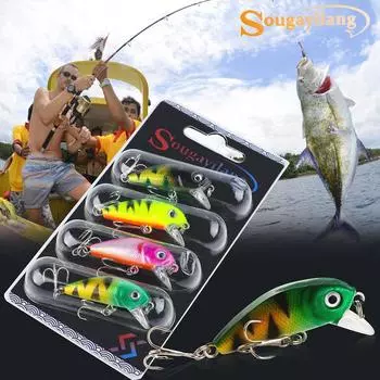 Рыболовные приманки, твердая приманка, 4 шт./компл., плавающая приманка для воблера, реалистичная рыболовная приманка для ловли окуня и карпа 1