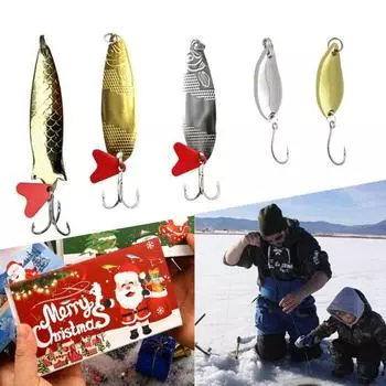 Рыболовные приманки Yousheng Адвент-календарь 24 дня Рождественский отсчет рыболовные приманки Набор снастей Рождественские рыболовные приманки Сюрприз-подарок для рыболовов B синий