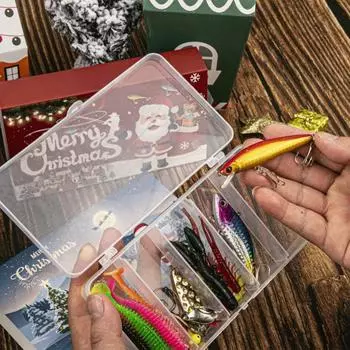 Рыболовные приманки Yousheng, рыболовные снасти, рыболовные приманки для любителей Рождества, крючки, набор, реалистичные приманки для рыбы, подарок для рыболовов, отца, брата красный