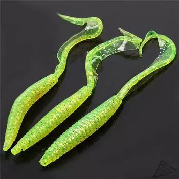 Рыболовные снасти, приманки 5 шт червей силиконовые yellow