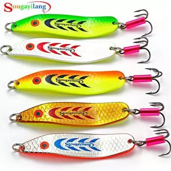 Рыболовные твердые приманки, блестящая металлическая блесна для троллинга, рыболовные приманки с тройным острым крючком