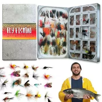 Рыболовный Адвент-календарь 2024 24 дня обратного отсчета до Рождества с набором рыболовных приманок для взрослых мужчин подростков мальчиков